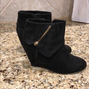 Black bootie wedges